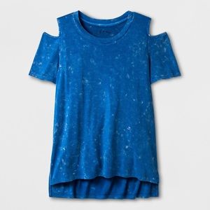 ✨Art class blue cold shoulder top
